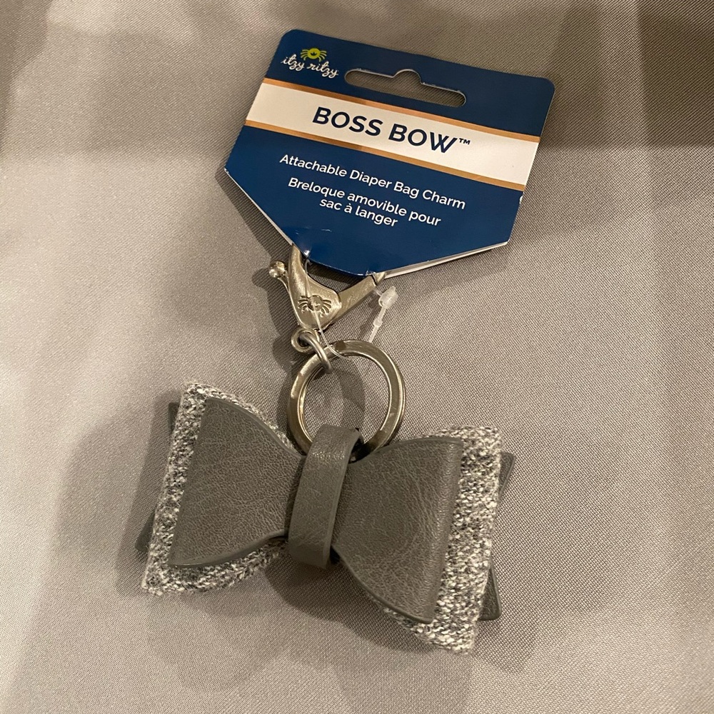 Gray Boss Bow Diaper Bag Charm